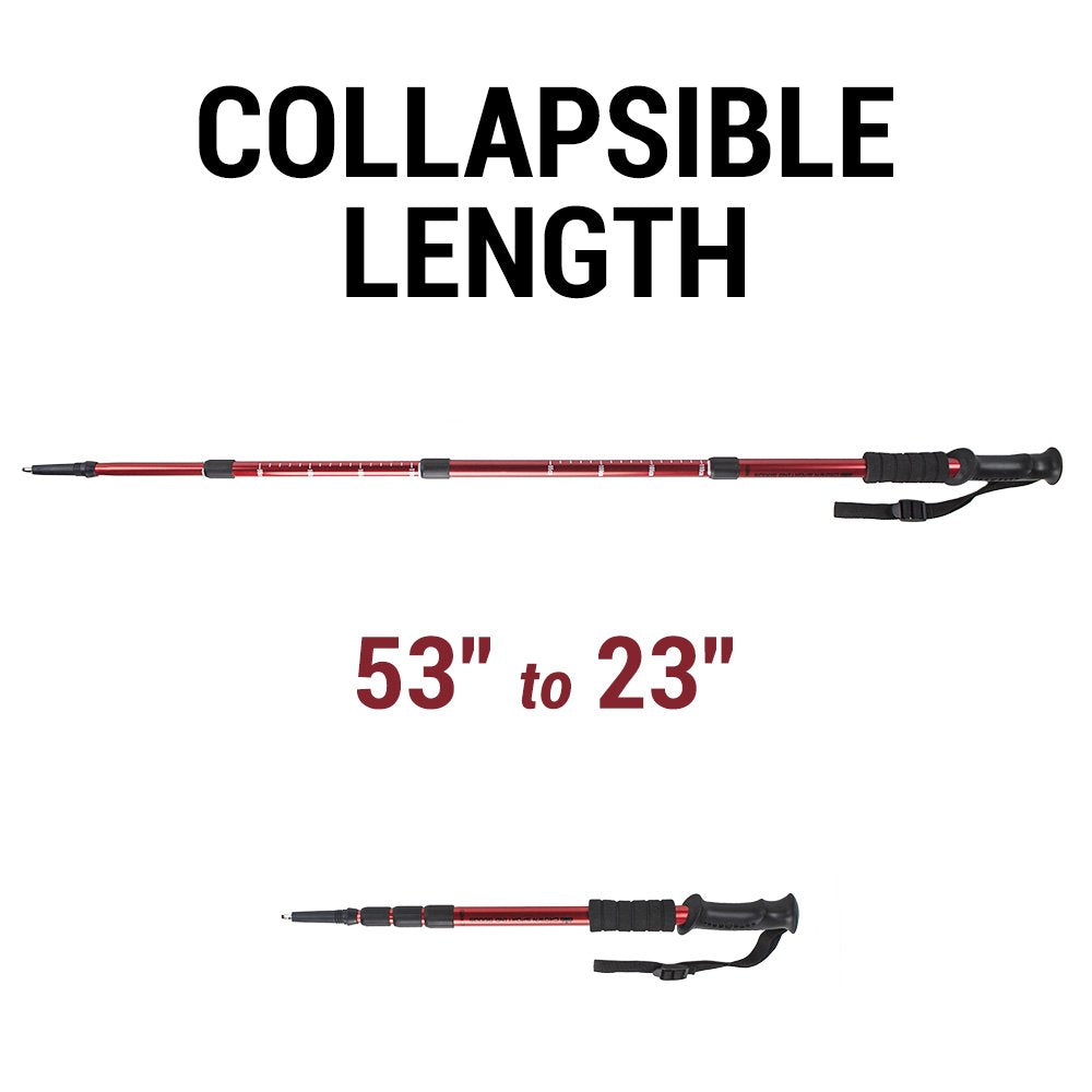 Crown Sporting Goods Shock-Resistant Adjustable Trekking Pole And Hiking Staff (Set Of 2), Purple, 43-Inch