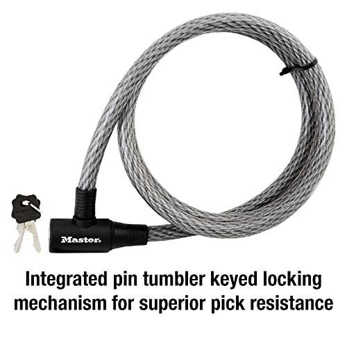 Master Lock Cable Lock, Keyed Bike Lock, 6 Ft. Long, 8155D