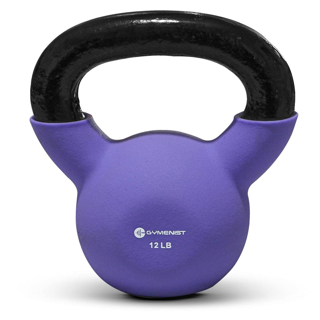 Gymenist Kettlebell Fitness Iron Weights With Neoprene Coating Around The Bottom Half Of The Metal Kettle Bell (12 Lb)