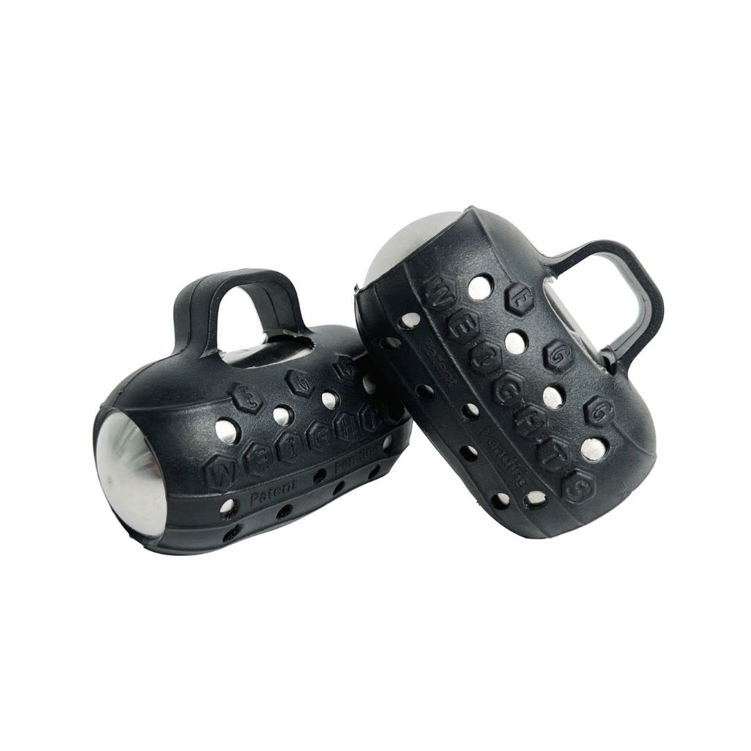 Handheld Weights Cardio Max 3.0 Lbs (2 Eggs, 1.5 B Each) Stainless Steel Set (Black) + Free E-Book Workout Guide. Palm-Centered