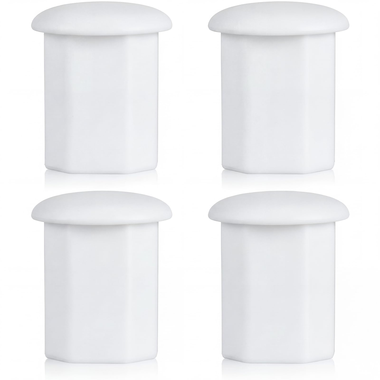 Sumind 4 Pcs Lacrosse Butt Caps, Plastic Lacrosse Stick Butt End Cap Hockey Stick Supplies(White,Polygon)
