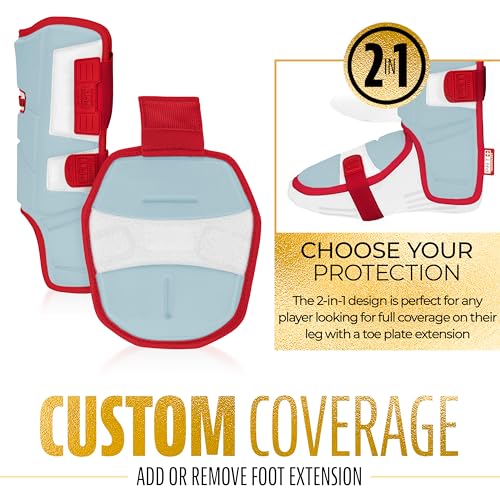 Franklin Sport Baseball + Softball Leg Guard - Prt Series Youth Shin + Foot Shield For Batting - Protective Leg + Ankle Guard Wi