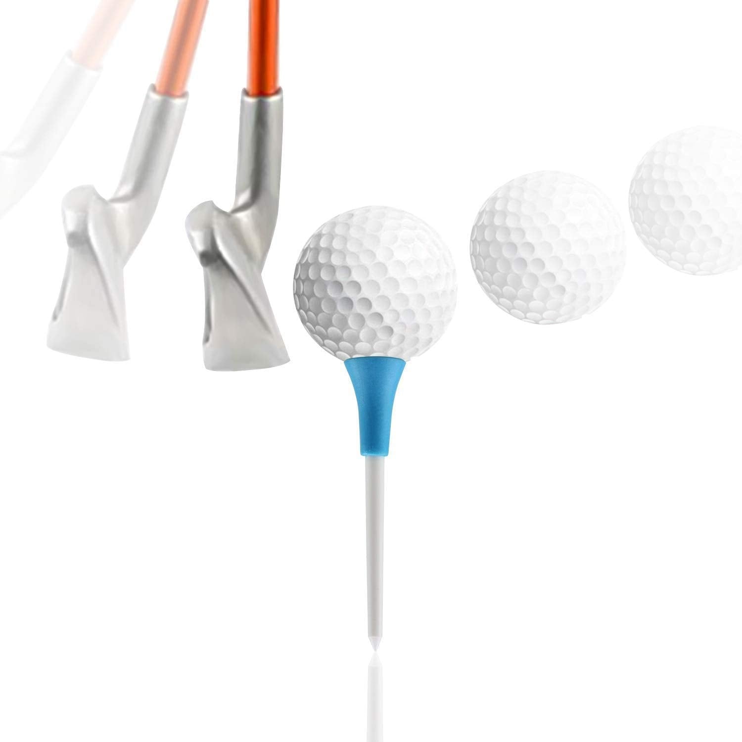 Rubber Cushion Top Plastic Golf Tees Mixed Colors Pack Of 50Pcs (2-3/4'')
