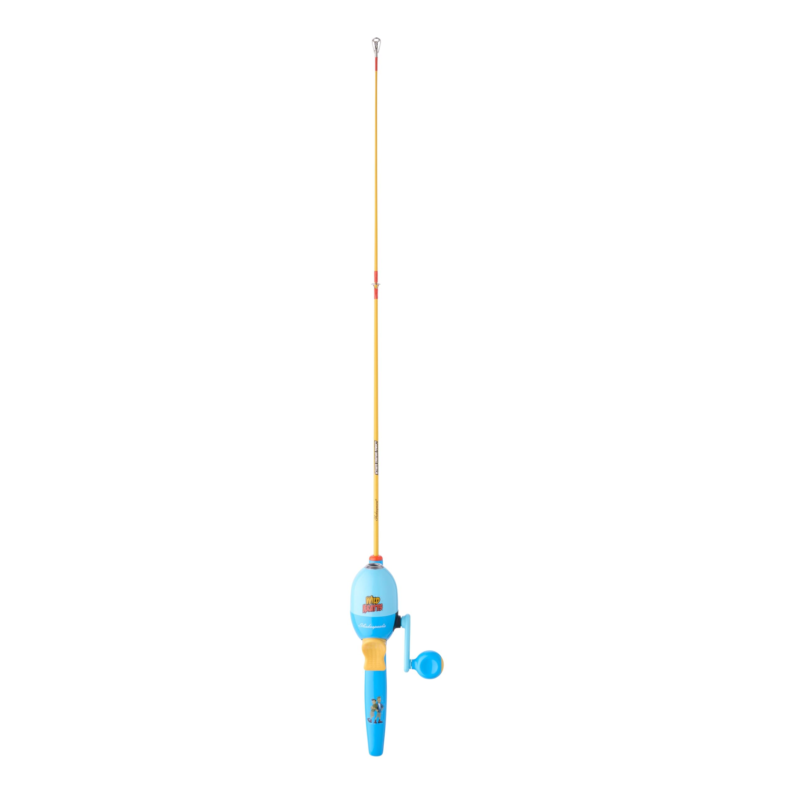 Shakespeare Wild Kratts 26    Beginner Spinning Reel And Fishing Rod Combo, 1-Piece Kids Fishing Combo, Solid Fiberglass Rod Bla