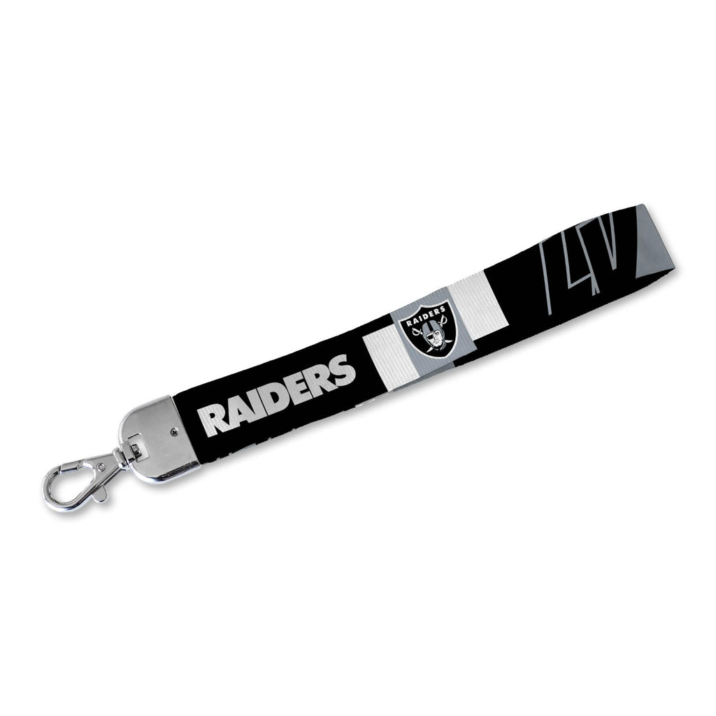 Rico Industries Nfl Football Las Vegas Raiders Standard Wrist Lanyard Key Chain, Cute Wristlet Strap Keychain Holder For Women M