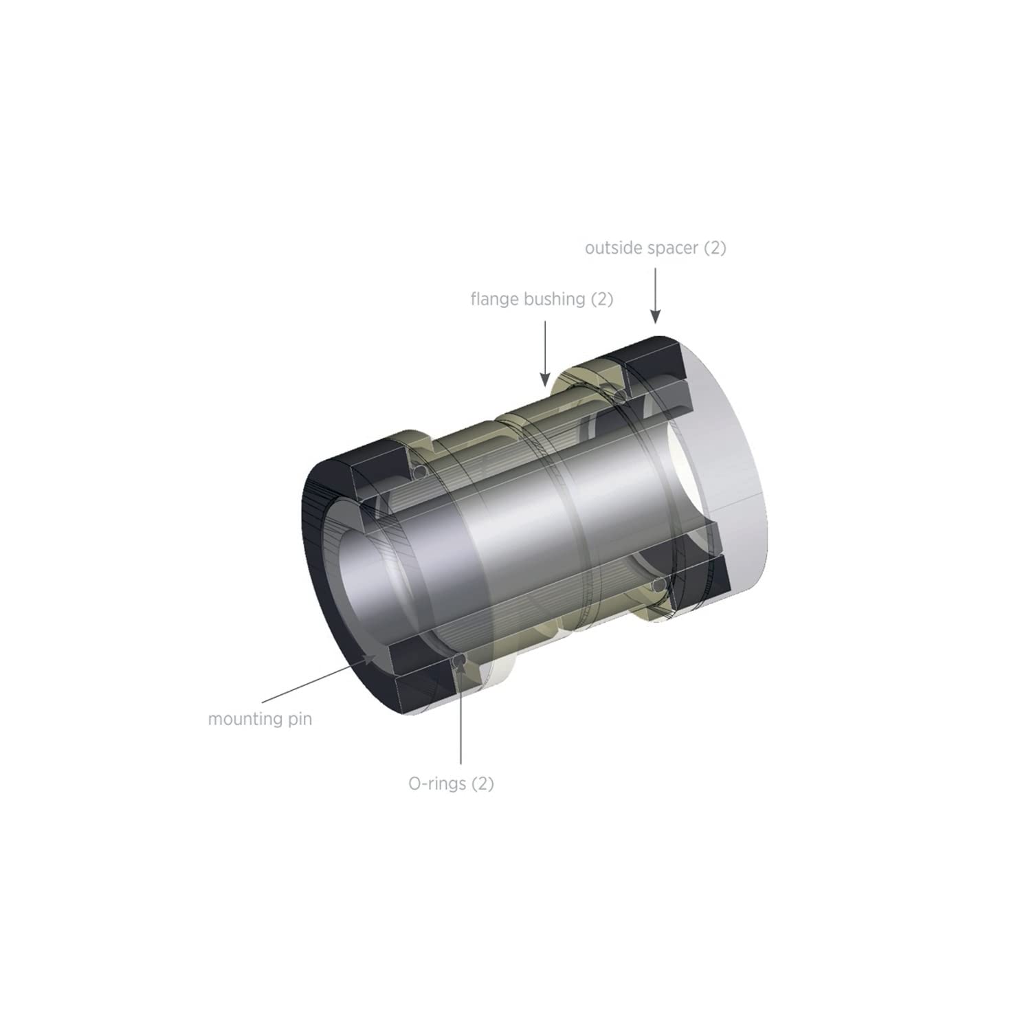Fox Shox Shock Mount Hardware With Crush Washer - Aluminum (M8 X 22.20Mm (0.874In))