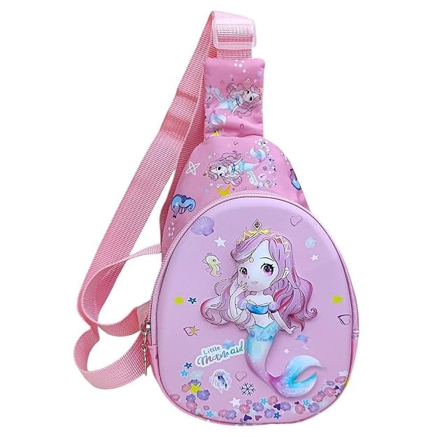Spocco | Kids Chest Bag Cartoon Print Bag for Kids One Side Shoulder Bag, Cross Body Bag for Kids, Travel Chest Bag, Sling Bag, 