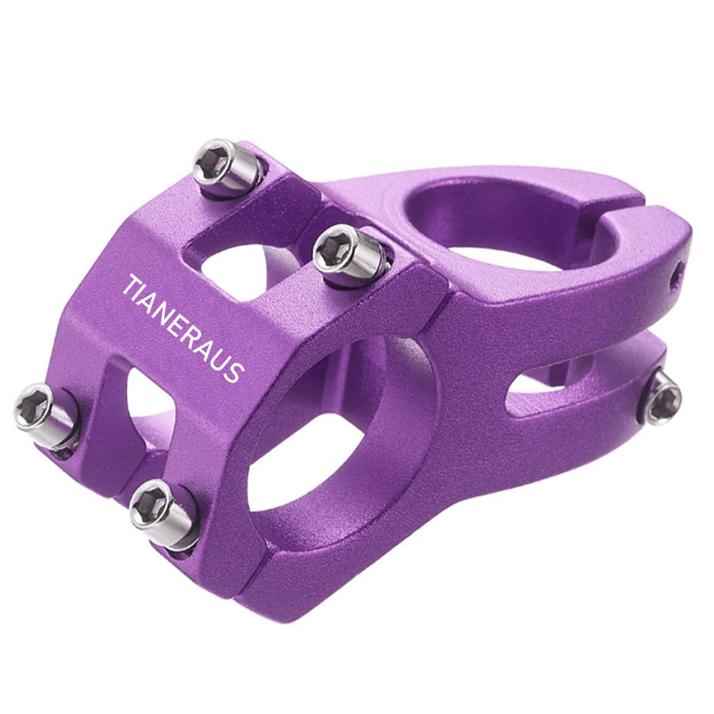 Tianeraus Bike Stem 45Mm Short Bicycle Stem Handlebar Riser Extender For Road Bike, Mountain Bike, Mtb, Bmx, Cycling (Purple)