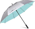 G4Free 47 inch UV Protection Golf Umbrella, Auto Open Vented Double Canopy Large Windproof Sun Rain Umbrellas (Silver/Lake Blue)
