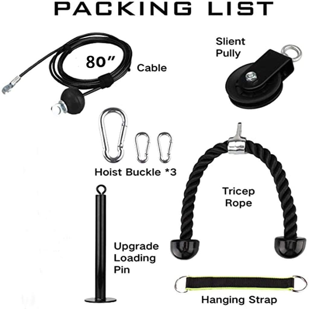 Morwealth Cable Pulley System, Lat Pull Down Weight Pulley System Gym Fitness Diy Loading Pin Weight Lifting Triceps Rope Workou