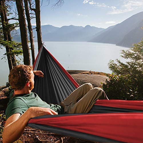 Fox Outfitters Neolite Double Camping Hammock - Lightweight Portable Nylon Parachute Hammock For Backpacking, Travel, Beach, Yar