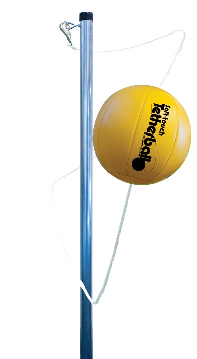 Park & Sun Sports Permanent Outdoor Tetherball Set With Accessories (3-Piece Pole) Yellow/Silver