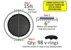 Jumping Surface For 15' Trampoline With 98 V-Rings - 6''
