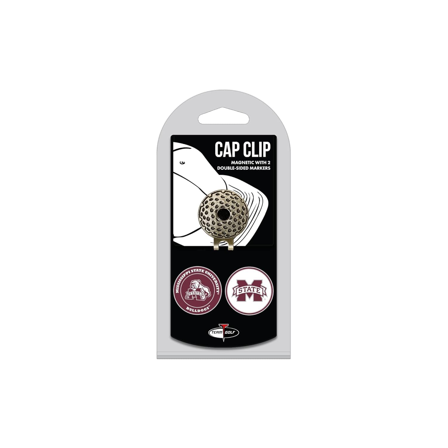 Team Golf NCAA Mississippi State Bulldogs Cap Clip With 2 Golf Ball Markers Golf Cap Clip with 2 Removable Double-Sided Enamel M