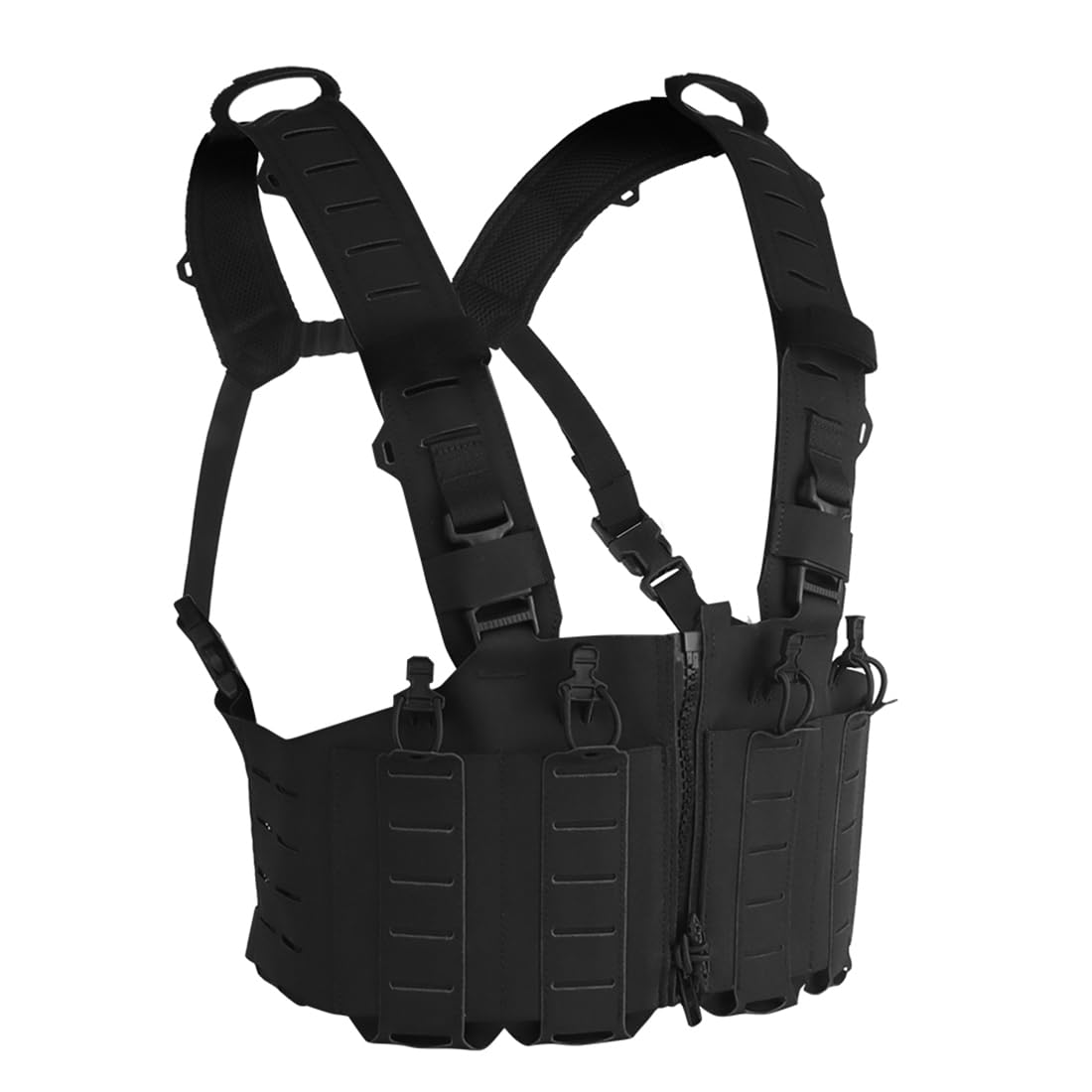 XURUYI Tactical Chest Rig for Mens, VE-96 Lightweight MOLLE Tactical Vest Attachment, Open-style Tactical Chest Rig (Black)