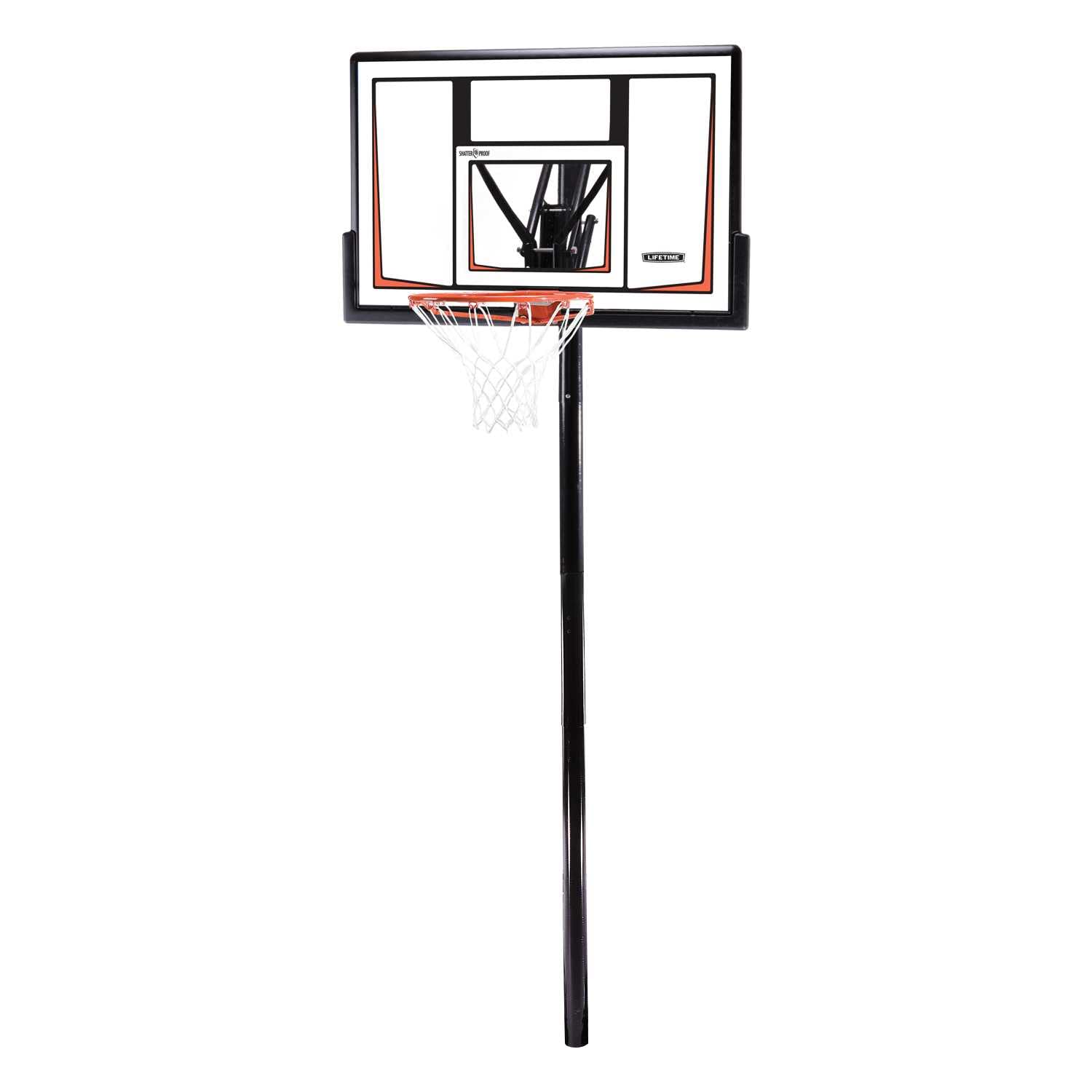 Lifetime 90679 Adjustable In-Ground Basketball Hoop, 50-Inch Shatterproof Polycarbonate Backboard