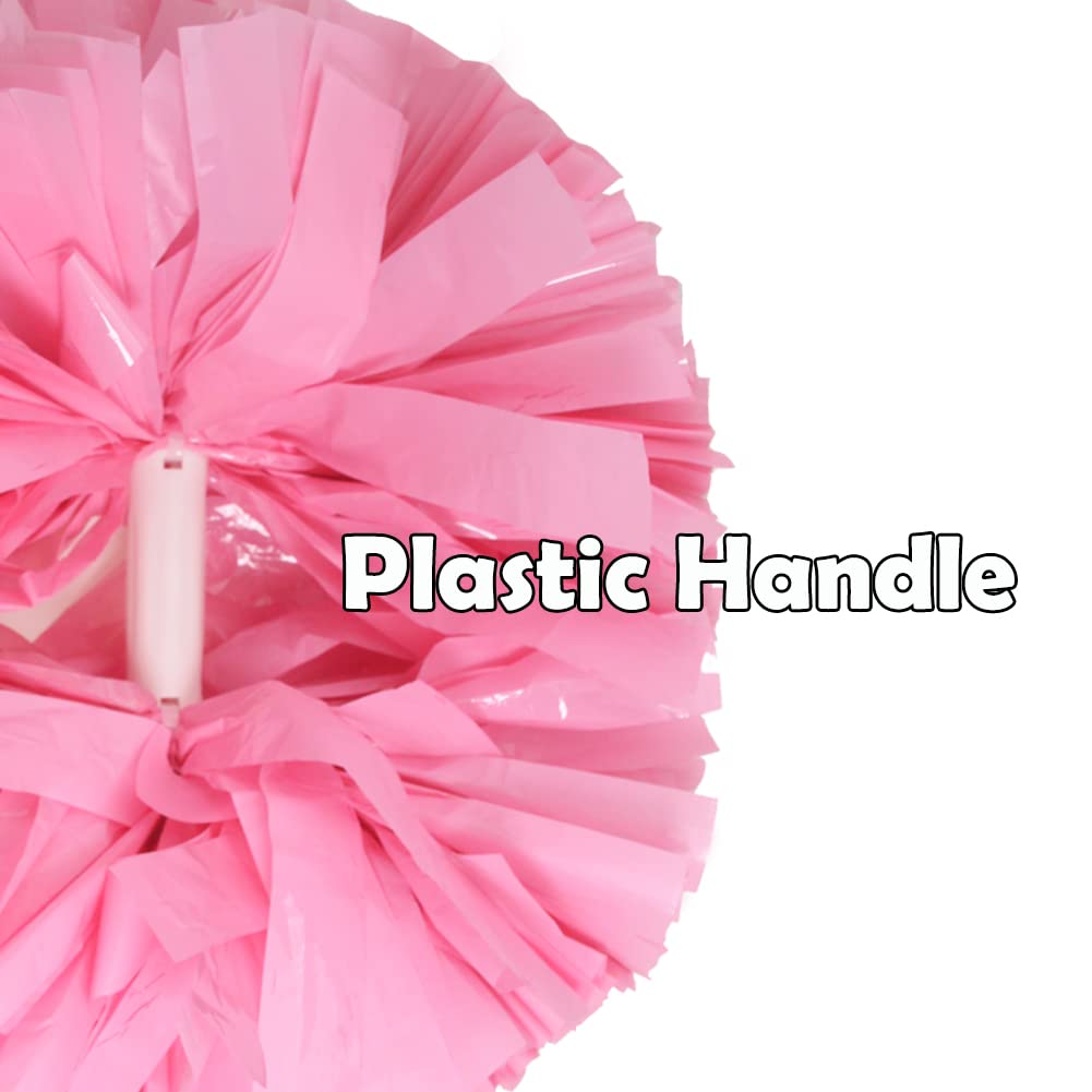 Hooshing 2Pcs Pink Pom Poms Cheerleading With Baton Handle For Team Sports Spirit Dance Party Kids Adults