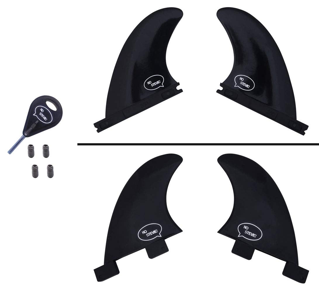 Ho Stevie! Surfboard Side Bite Fins/Rear Trailer Fins (Twin Tab Or Single Tab) [Choose Color] (Black, Twin Tab)