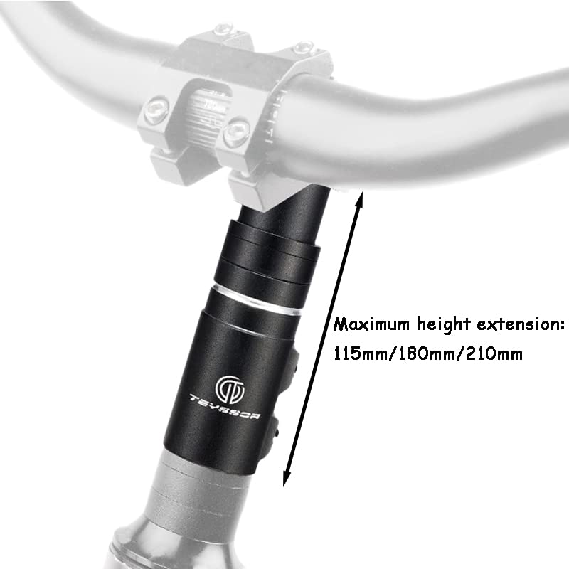 Teyssor Bike Stem Riser 115Mm 180Mm 210Mm Adjustable Bike Fork Stem Extender,Aluminium Alloy Bicycle Handlebar Raiser Head Up Ad