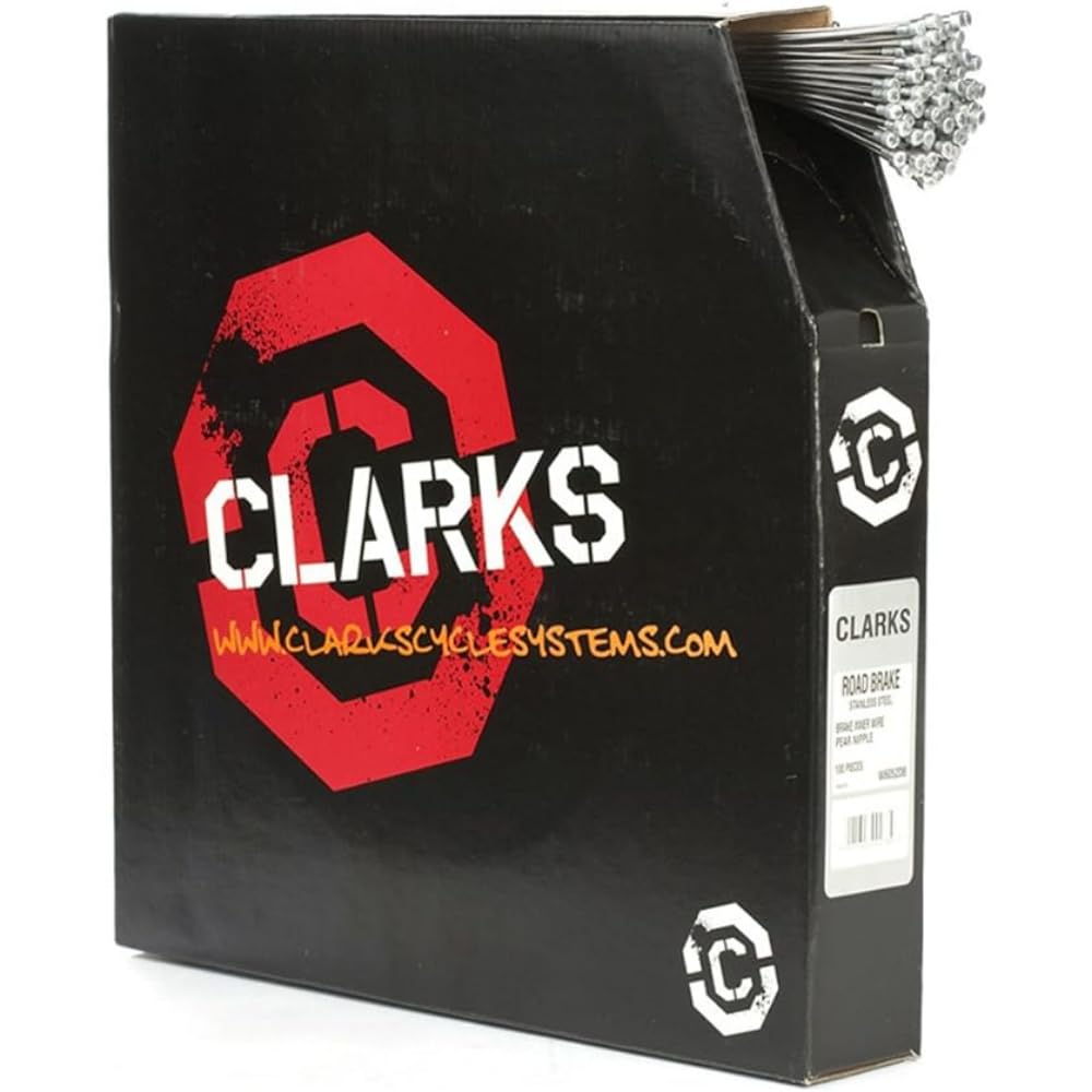 Clarks Universal Stainless Steel Brake Wire - Pack of 100 Steel Inner Brake Wire Kit and All Fittings for MTB, Hybrid & Road Bik