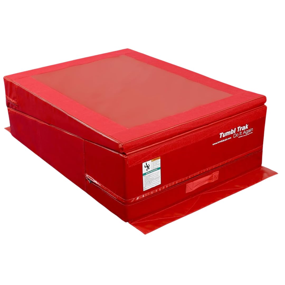 Tumbl Trak Folding Base Block Red Vinyl And Suede Cover, 3-Feet Width X 4-Feet Length X 15-Inch Height