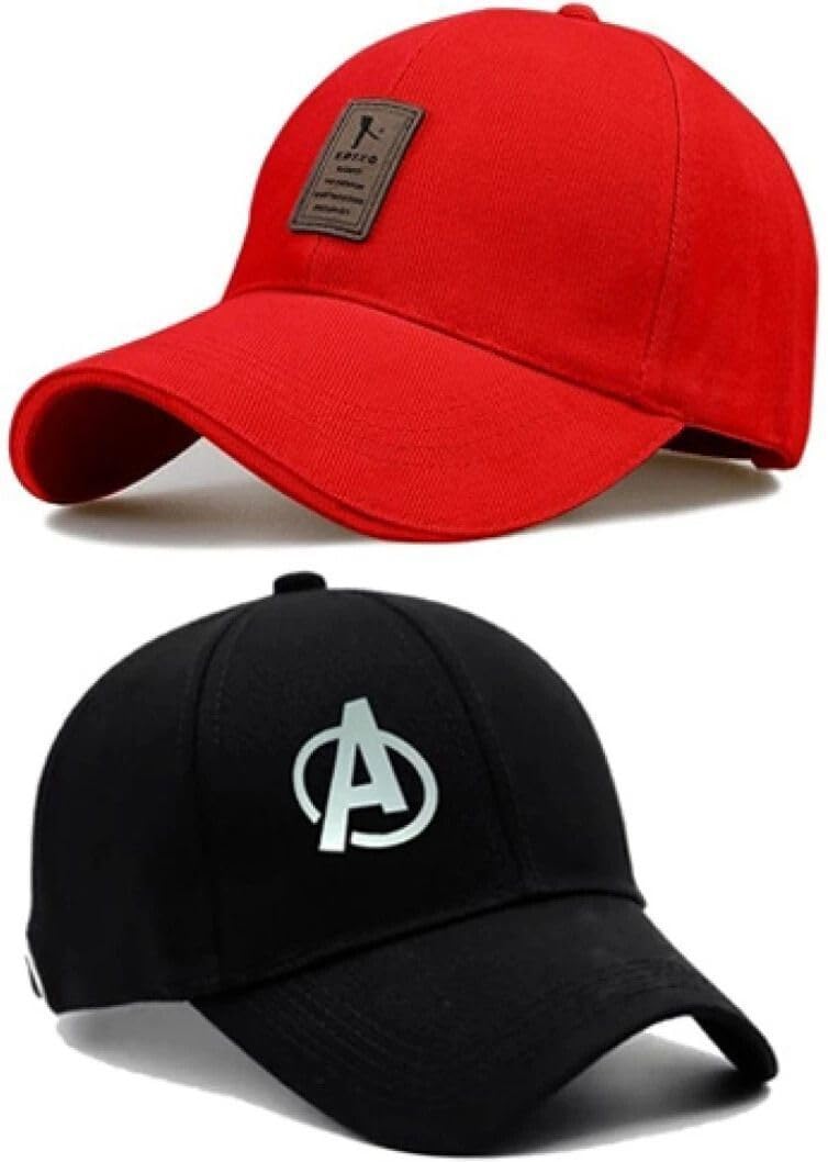 Goodfriends Unisex Baseball Cap Red And Black Free Size Cotton Sports And Travel All Seasons Adjustable Sport Theme