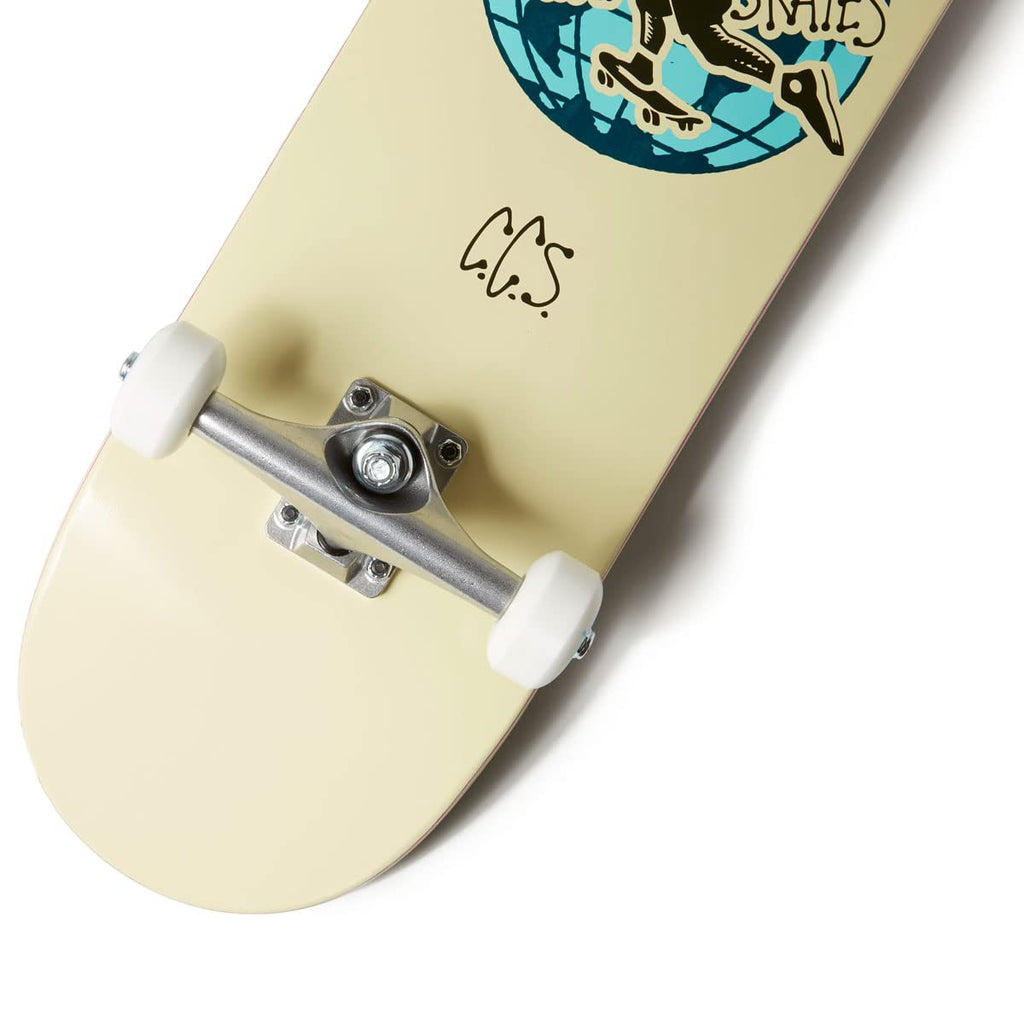 [Ccs] Globe Skateboard Complete Cream 8.00'' - Maple Wood - Professional Grade - Fully Assembled With Skate Tool And Stickers -