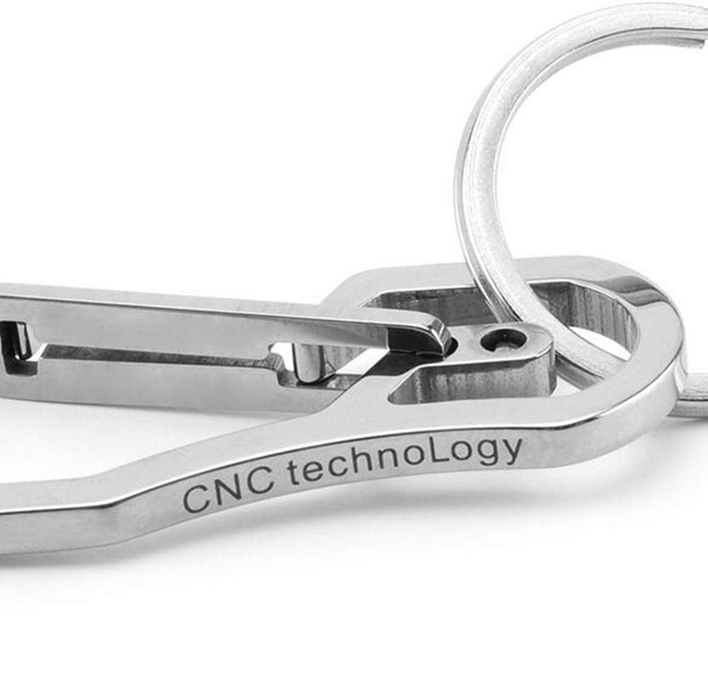 Alsmiley Stainless Steel Carabiner Clip Retractable Ring Set Keychain Quick Release Hooks For Men Women Black