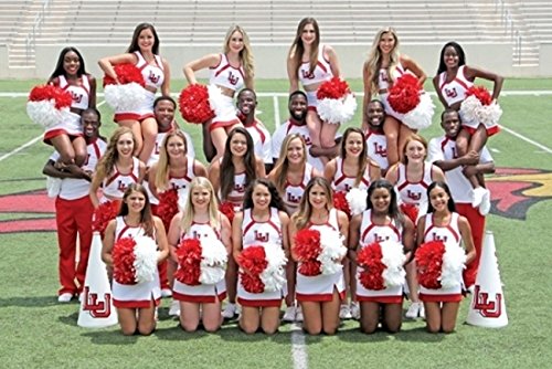 Puzine 2Pack 12'' Cheerleading Pom Poms With New Handle For Team Spirit Sports Dance Cheering Kids Adults(Red)