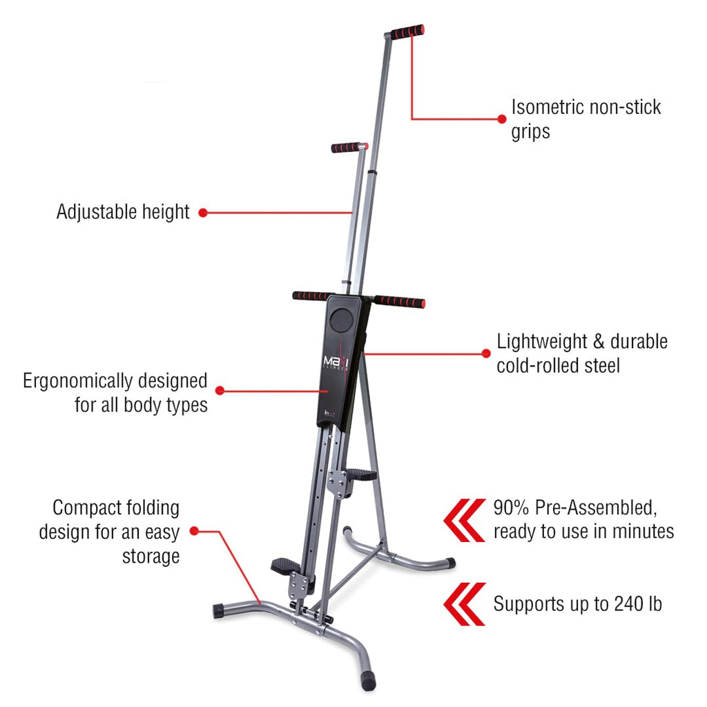 Maxiclimber Vertical Climber Combines Resistance Training And High-Intensity Cardio For A Full Body Workout. Free Coach-Led Clas