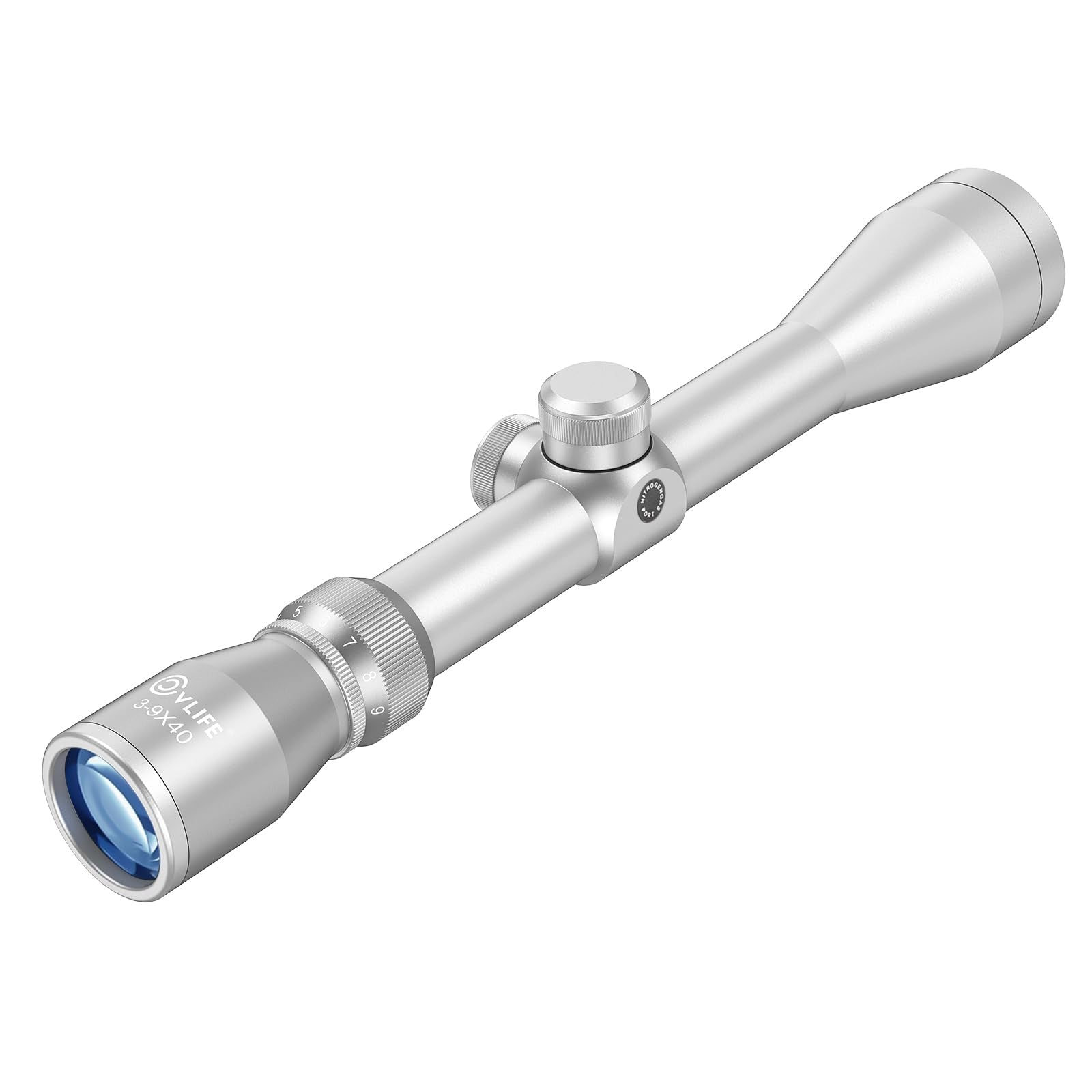 CVLIFE 3-9x40 Optics R4 Reticle Optics Crosshair Scope with 20mm Scope Mounts, Silver