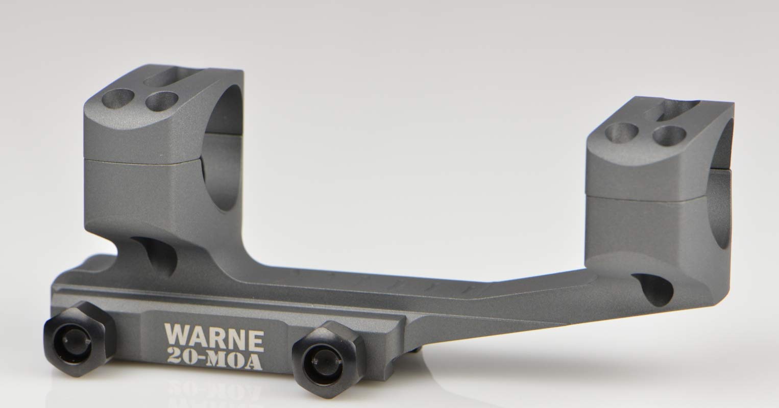 WARNE LRSKEL1TG 20MOA, Extended Skeletonized 1 inch MSR Mount, in-Built 20MOA, Steel Threaded Inserts, Tactical Gray