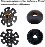 Hiking Walking Sticks Rubber Tips 10 Pack, Replacement Tips Protectors, Snow Baskets, Mud Baskets Set For Trekking Poles, Fits M