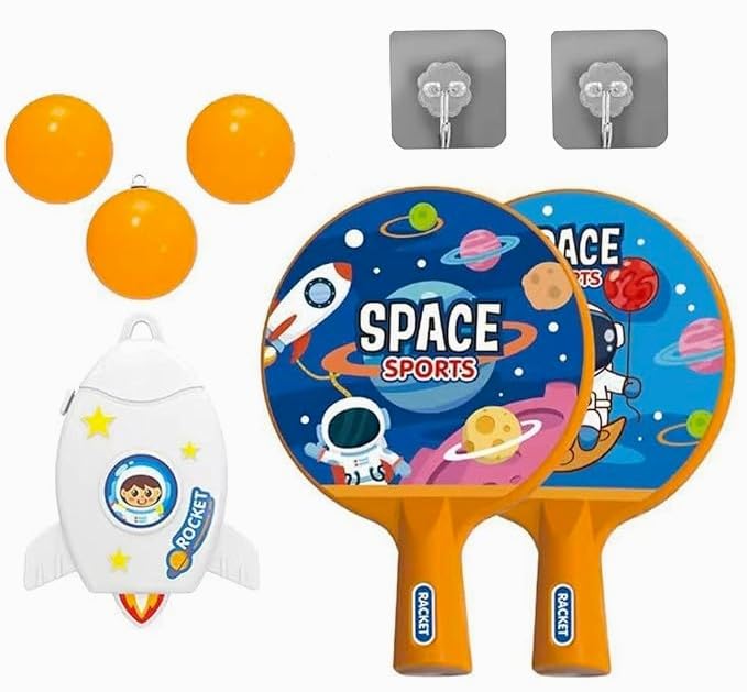 Braintastic Ping Pong Hanging Table Tennis Self Trainer Indoor & Outdoor Gaming Set With 2 Hanging Balls,2 Rackets &1 Electric S