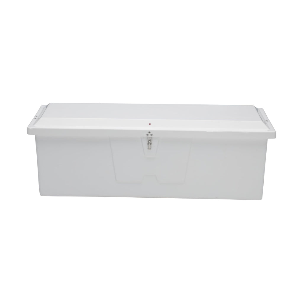 Taylor Made Products Stow 'N Go Medium Fiberglass Dock Box, White (24''H X 72''W X 23''D) - Fiberglass Construction, Uv Gelcoat 
