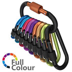 Carago Carabiner Clips With Screw Gate, 10 Pack Carabiners Hiking Clips With 7.5Mm Diameter Aluminum Rod (10 Colors)
