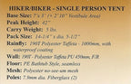 Large 1 Person Hiker/Biker 3 Season Tent