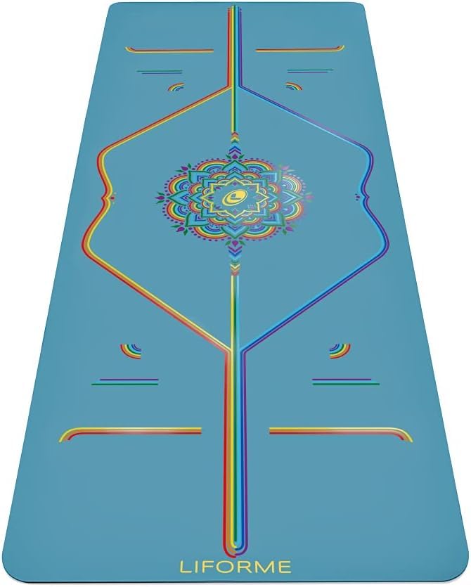 Liforme Printed Yoga Mat - Free Yoga Bag, Patented Alignment System, Warrior-Like Grip, Non-Slip, Eco-Friendly, Biodegradable, S