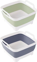 2 Pack Foldable Dish Tub-2 * 9L Dishpan For Washing Dish Tub-Foldable Wash Basin Bucket Portable Sink-Multiuse Collapsible Sink