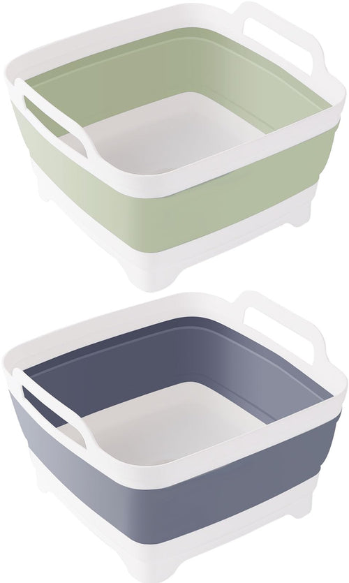 2 Pack Foldable Dish Tub-2 * 9L Dishpan For Washing Dish Tub-Foldable Wash Basin Bucket Portable Sink-Multiuse Collapsible Sink