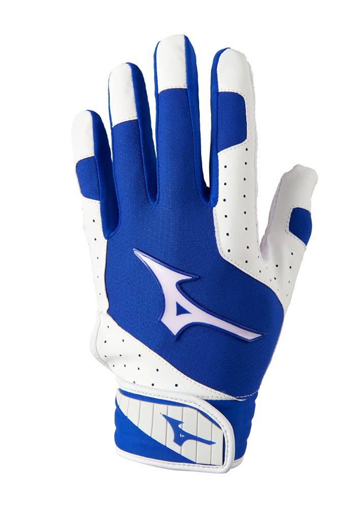 Mizuno Finch Women's Softball Padded Batting Glove, White-Royal, Large
