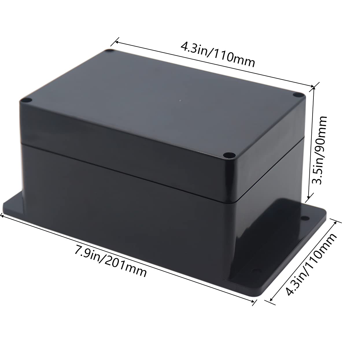 Junction Box, Zulkit Project Box Waterproof Dustproof Ip65 Abs Universal Electrical Boxes Enclosure With Fixed Ear Black 630 X 4