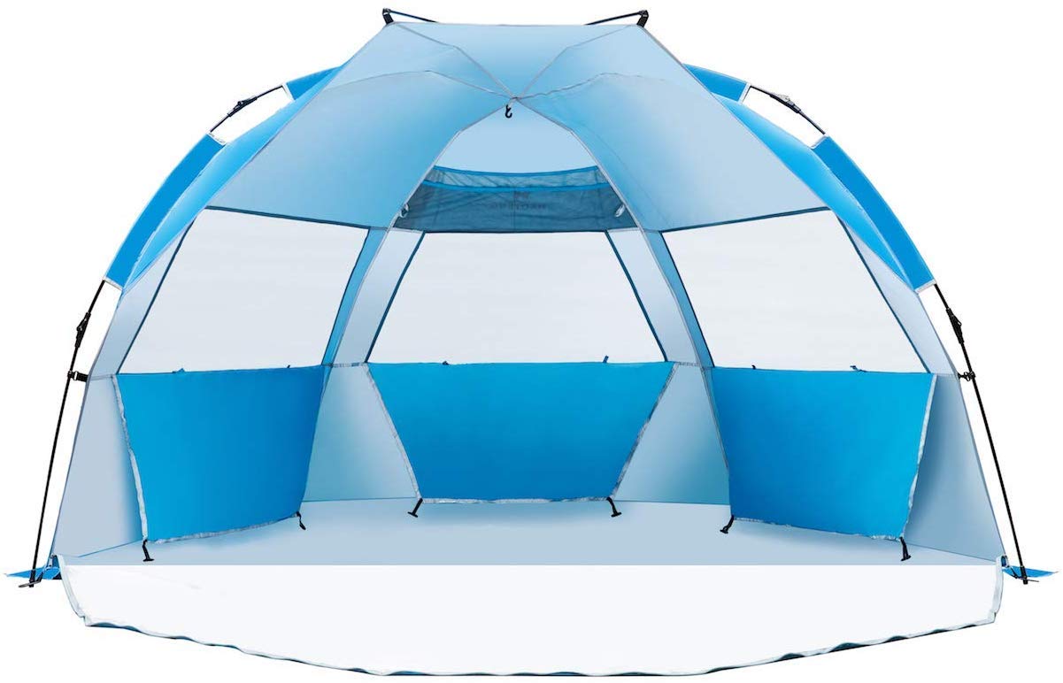 Beach Tent-Outdoors Easy Up Cabana Tent Sun Shelter Beach Umbrella, Deluxe Large For 4 Person Blue