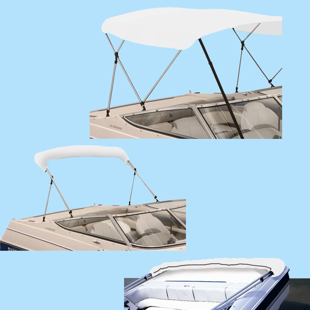 Savvycraft 4 Bow Bimini Replacement Top Canvas Cover 4 Bow 96'' L 61''-66'' W White Color