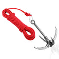 Ant Mag Grappling Hook Stainless Steel Claw Carabiner With 20M/65Ft 6Mm Auxiliary Red Rope For Camping Hiking Tree Grabbing And