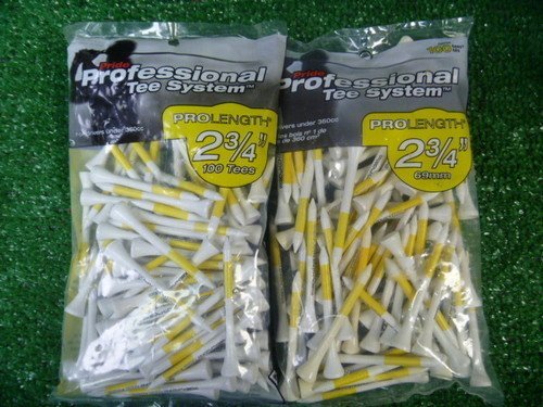 Pride Golf System Pro Length-Plus 2 3/4 White Golf Tees 2 Bags
