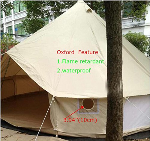 Cotton Outdoor Luxury Canvas Camping Bell Tent Survival Hunting Glamping 16Ft(5M) 8-10 Persons