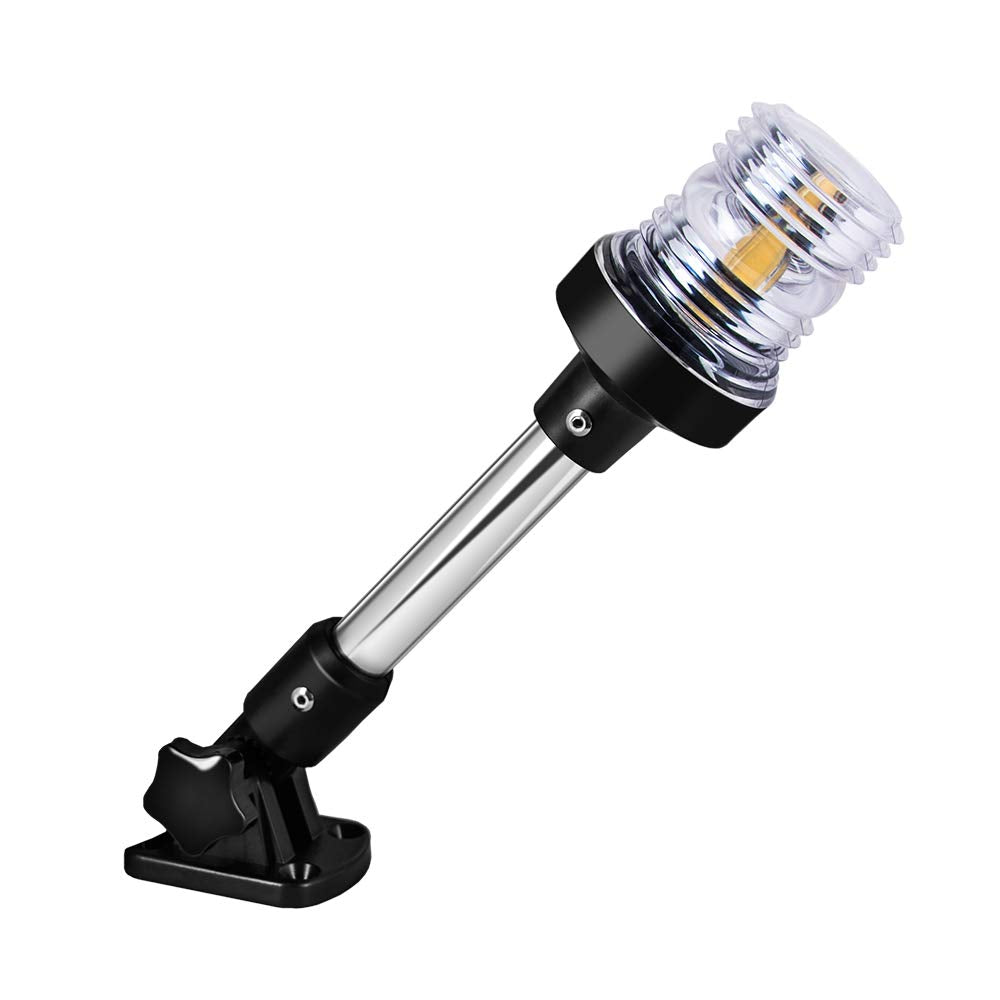 Sebnux White LED Fold Down Boat Stern Light Boat Anchor Light for Pontoon and Fishing Boat (12)