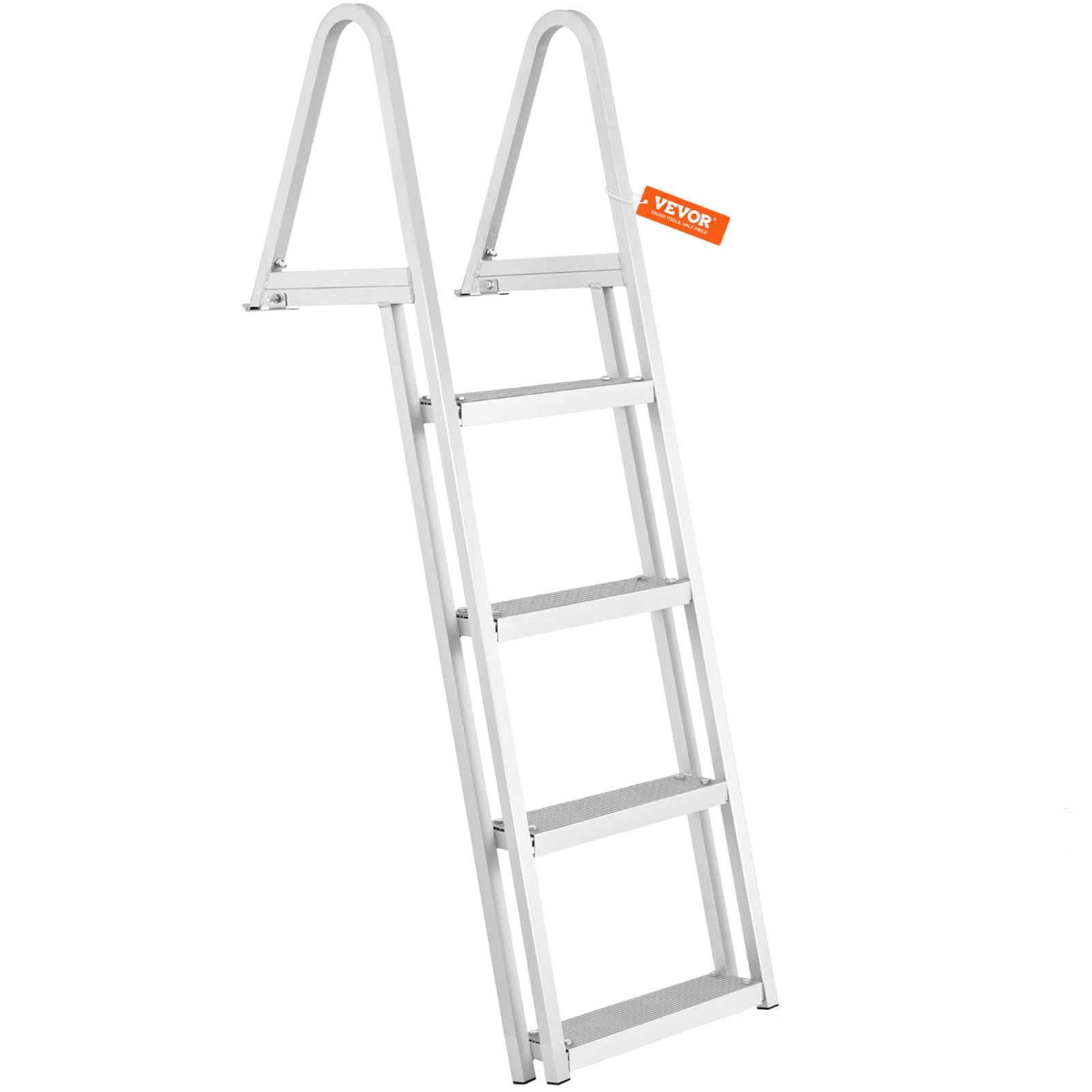 VEVOR Removable Dock Ladder 4 Steps, 350 lbs Load Capacity, Pontoon Boat Ladder with 4'' Wide Step & Nonslip Design for Ship/Lak