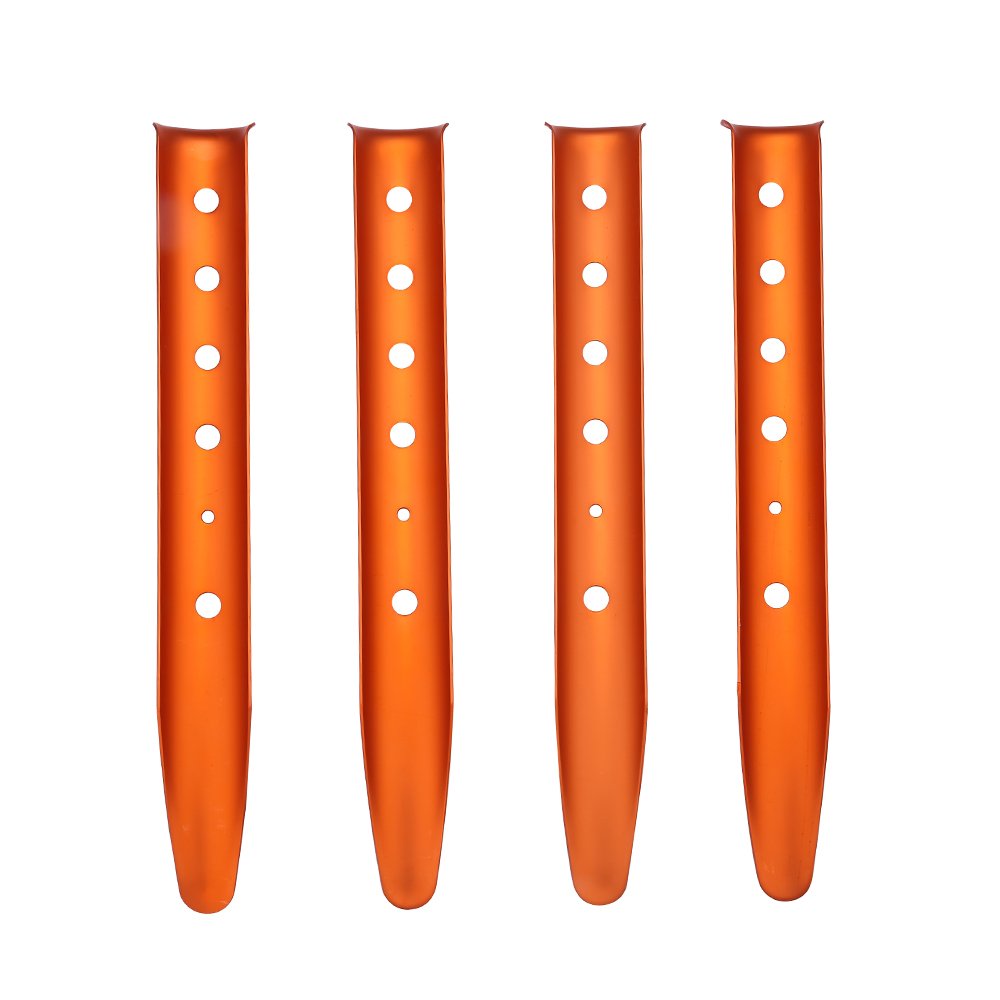 Bluecell 4Pcs Orange Color Aluminum Tent Stakes For Camping In Snow And Sand Tent Boating Hiking Backpacking Picnic Shelter Shad